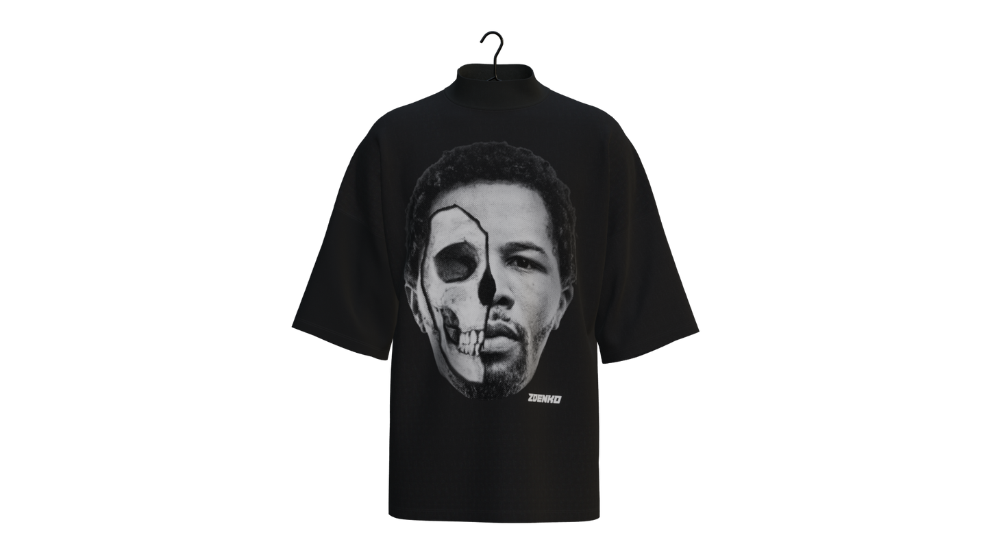 "Tank" Skull Mock Neck Oversized Tee