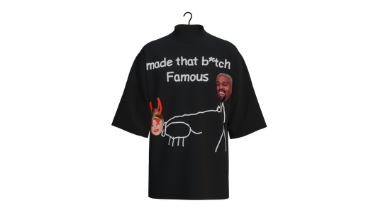 "Famous" Mock Neck Oversized Tee